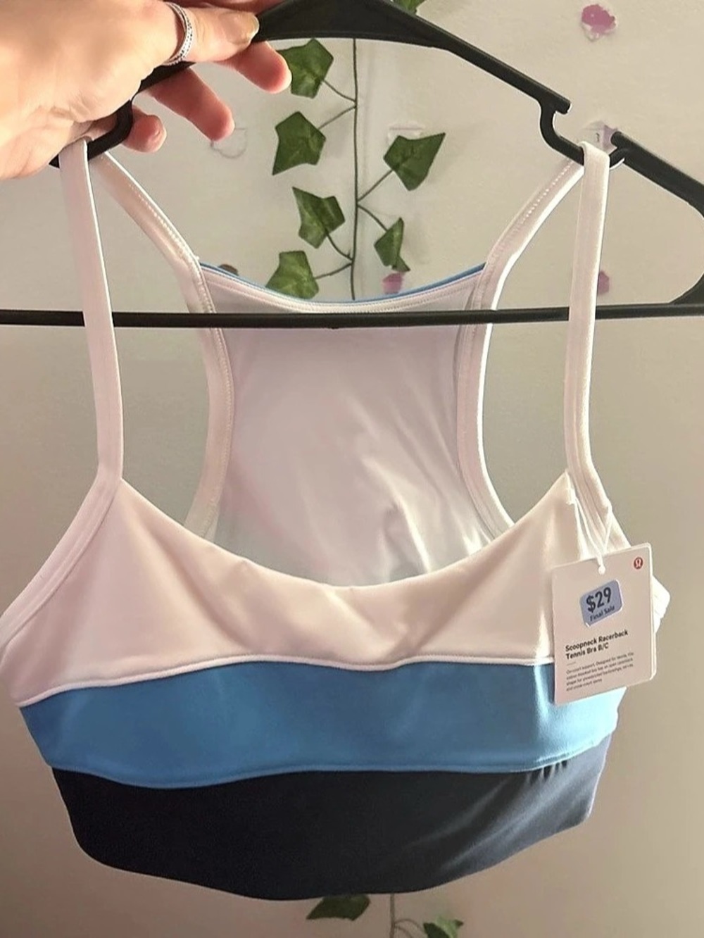 lululemon Scoopneck Racerback Tennis Bra B/C Tennis Bra in Blue & white